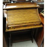 Early 20th century small oak s roll top