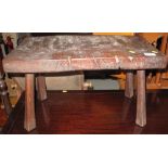 Stained rectangular rustic stool.