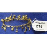 9ct gold charm bracelet.  CONDITION REPORT; 9 grams