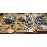 Three trays of various mineral rock and