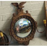 Gilt circular convex mirror with eagle p