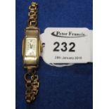 9ct gold 1920s ladies wristwatch.  CONDITION REPORT; We do not test if working - not ticking at