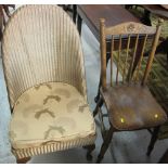Gilt wicker upholstered chair together w