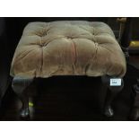 Small oak upholstered button back stool
