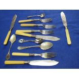Set of four fish knives and forks having