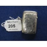 Silver engraved vesta case, Birmingham h