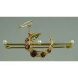 A VICTORIAN CRESCENT BAR BROOCH, The cre