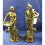 After Moreau, pair of French bronzed spe