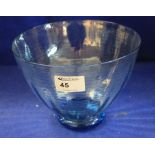 Early 20th century blue banded spun glass flared bowl. Possibly Scottish.  CONDITION REPORT: Minor