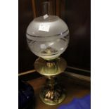 All brass double burner oil lamp with fo