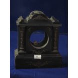 Victorian black slate architectural clock case. (Case only).