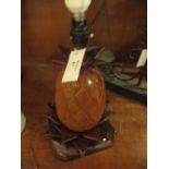 20th Century carved mahogany lamp base in the form of a pineapple.