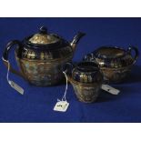 Royal Doulton stoneware, Slaters patent three piece tea set comprising teapot, sucrier and cream