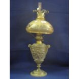 White metal Rococco style urn shaped lamp base with relief foliate and figural decoration, etched