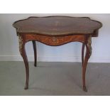 LATE 19th/EARLY 20th CENTURY FRENCH DESIGN GILT METAL MOUNTED SERPENTINE SHAPED CENTRE TABLE, the