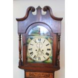 WELSH OAK EIGHT DAY LONG CASE CLOCK marked John Evans of Welshpool, having broken swan neck pediment