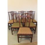 SET OF SIX 18th CENTURY OAK DINING CHAIRS having interlaced splat backs, drop in seats and moulded