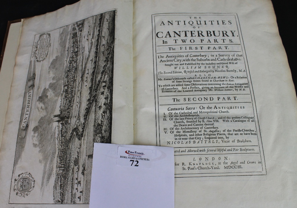 Topographical.  William Somner, 'The Antiquities of Canterbury.'  In Two Parts.  Printed for R.