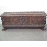 19th CENTURY CONTINENTAL CARVED AND STAINED CASSONNE,