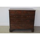 18th CENTURY MAHOGANY STRAIGHT FRONTED CHEST OF FOUR GRADUATED AND COCK BEADED DRAWERS under a