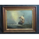 C. DUBREUIL (French, 19th Century)
SAILING VESSEL IN HEAVY SEAS - signed and dated 1864, 'Geneve',