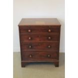 19th CENTURY MAHOGANY BACHELOR'S STRAIGHT FRONTED CHEST OF DRAWERS with re-moulded framed top over