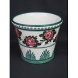 WEMYSS WARE POTTERY circular tapering vase, hand-painted with a band of pink roses above a band of