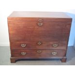 LARGE 18TH CENTURY MAHOGANY ESTATE SILVER CHEST having moulded hinged top revealing baize lined