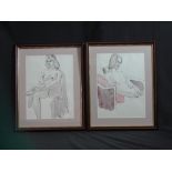 SIDNEY HORNE SHEPHERD (British, 1909-1993
Female nude studies, a group of four, signed, ink and wash