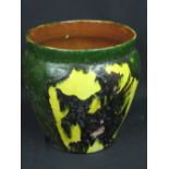 LARGE EWENNY POTTERY JARDINIERE by Edwin Jenkins, the experimental glaze decoration depicting