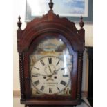 19th CENTURY WELSH MAHOGANY 8 DAY LONG CASE CLOCK BY S FURTWENGLER of LLANELLY having arched hood