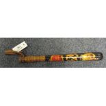 VICTORIAN EBONIZED GILDED AND POLYCHROME PAINTED TURNED WOODEN POLICEMAN'S TRUNCHEON, 'Wisbeach [