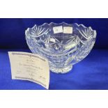 Waterford crystal glass Queen Victoria bowl, number 624 with certificate and box.