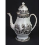 EARLY 19th CENTURY SWANSEA CREAM WARE POTTERY BALUSTER SHAPED COFFEE POT AND DOMED COVER,