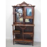 EARLY 20th CENTURY MAHOGANY GLAZED AND OPEN MIRROR BACKED DISPLAY CABINET,