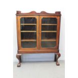 19th CENTURY MAHOGANY TWO DOOR GLAZED BO