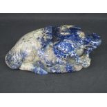 CHINESE CARVED LAPIS LAZULI STONE STUDY