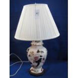 Mason's Ironstone baluster shaped table lamp and shade with wooden base.