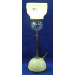 Tilly type pressure lamp with opaque glass shade.