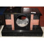 Late Victorian black slate and marble architectural clock case.
