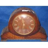 Mid 20th Century oak cased three train mantel clock.