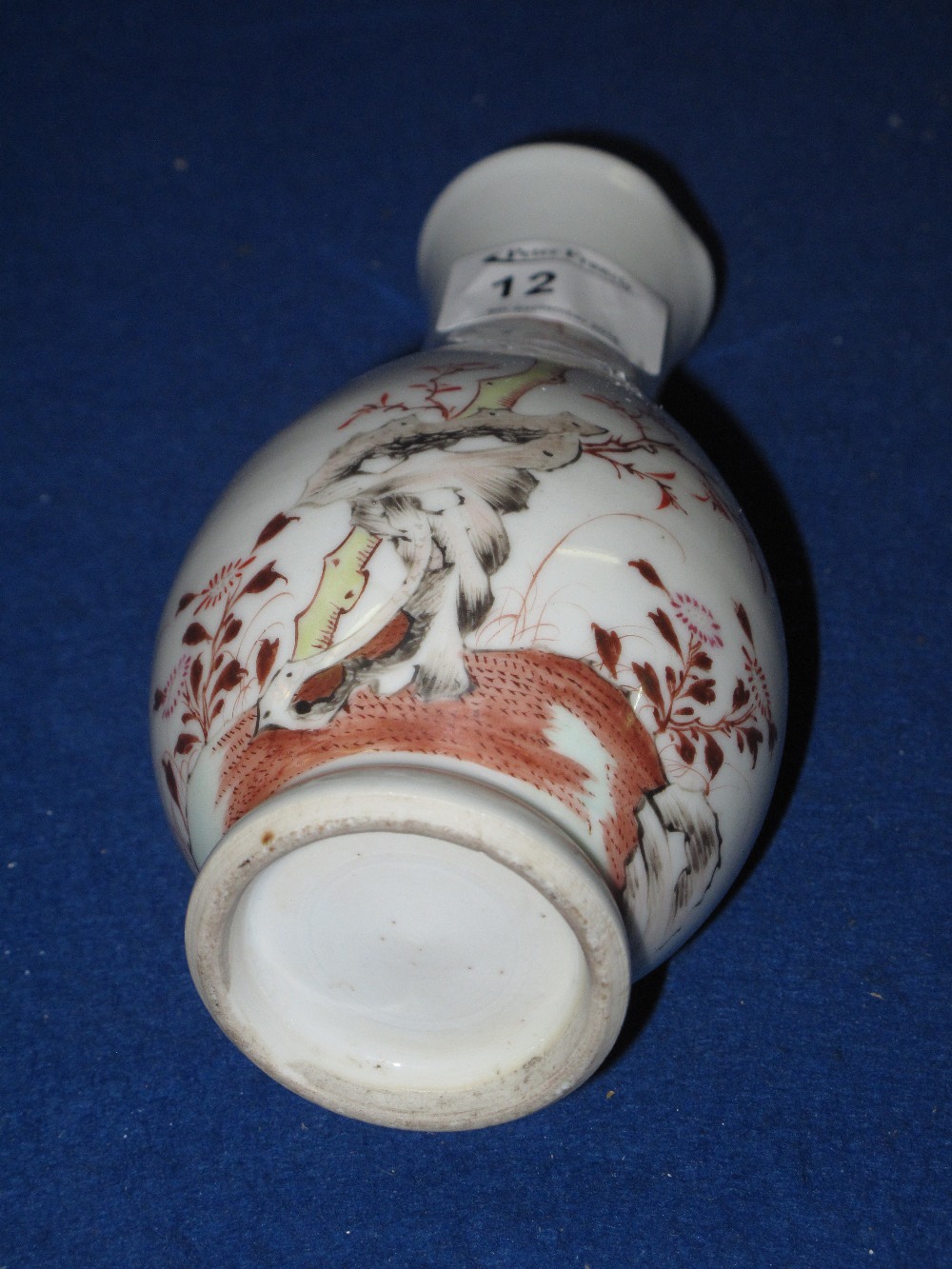 Chinese porcelain baluster shaped vase overall painted with foliage and butterflies on a white - Image 2 of 2