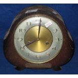 Mid 20th Century Smith's two train oak case mantel clock.