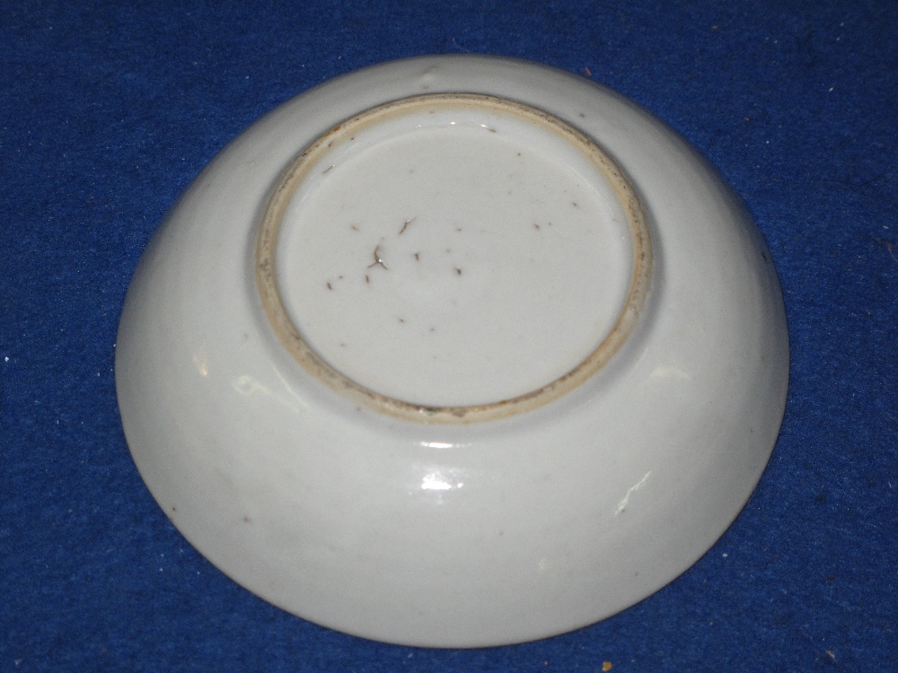 Small Chinese porcelain dish overall decorated with green enamelled floral designs in reserve panels - Image 2 of 2