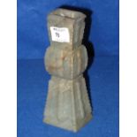 Chinese carved green hard stone angular shaped vase or candle stand. CONDITION REPORT: Significant