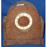 Early 20th Century oak cased two train mantel clock.