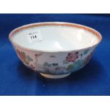 Chinese porcelain pedestal bowl, on a white ground with crane, other birds, butterfly and foliage