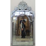 VENETIAN ETCHED GLASS, ARCHED PIER MIRRO