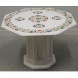 ISLAMIC STYLE WHITE MARBLE PIETRA DURA O