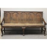 18TH CENTURY OAK PANELED BACK SETTLE, wi